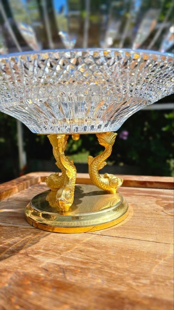 Grote prachtige antiek cristal schaal op voet, Ophalen
