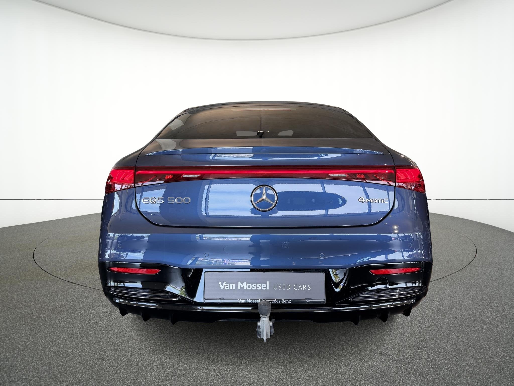 Mercedes-Benz EQS 500 4MATIC AMG Line + PANORAMISCH DAK + TR, Auto's, Stof, 330 kW, Blauw, 5 zetels