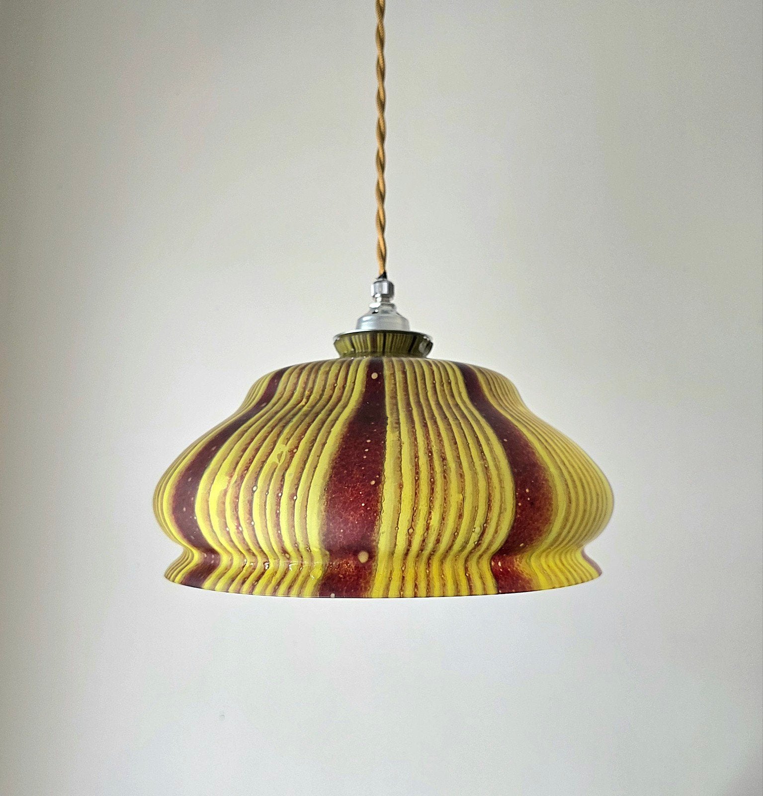Vintage mondgeblazen glazen hanglamp., Ophalen of Verzenden