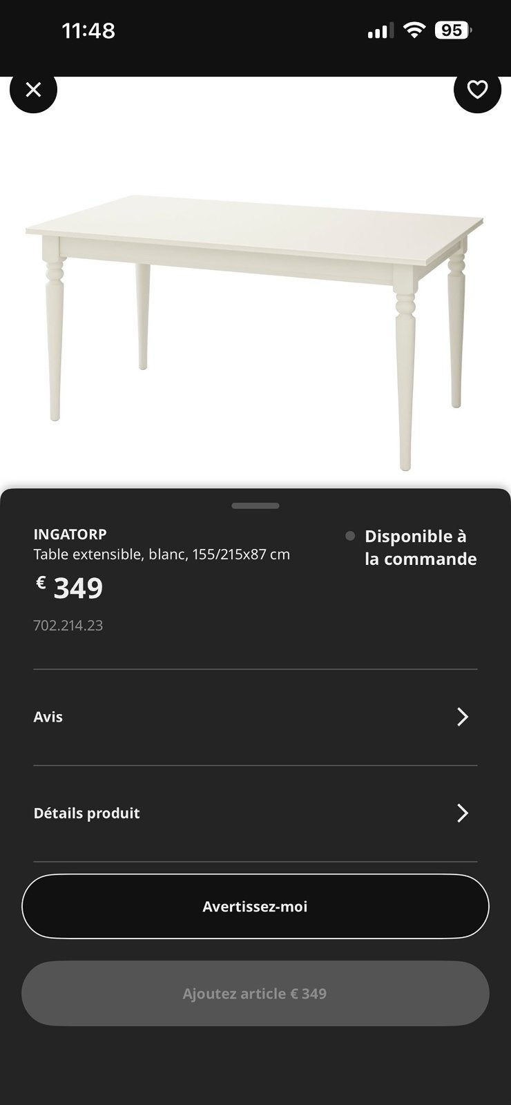 Table à manger IKEA ROSENTORP extensible – Très bon état, 150 à 200 cm, Cinq personnes ou plus, Enlèvement, Utilisé