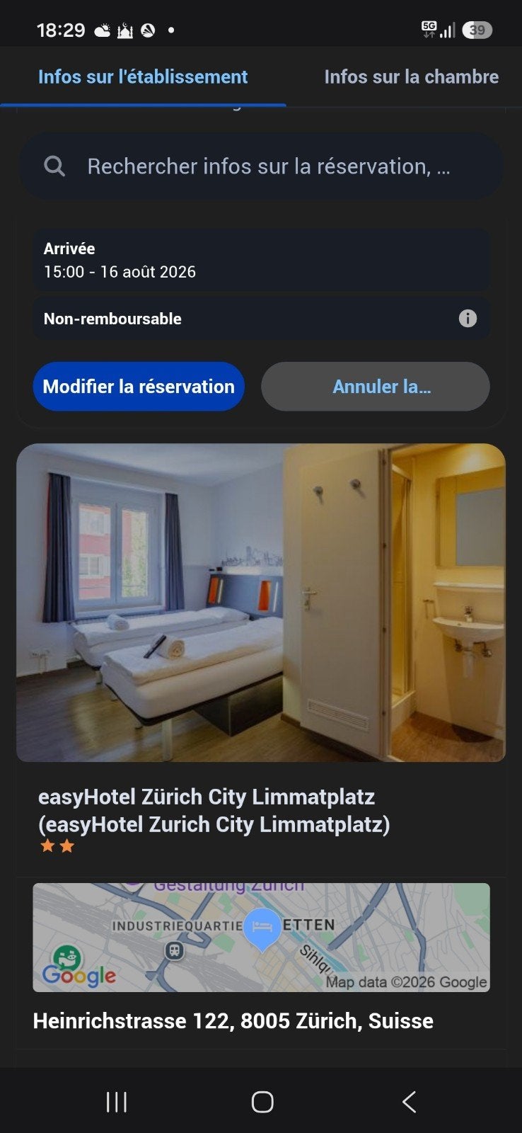 Une nuit d'hôtel pour 2 personnes à Zurich (Suisse)