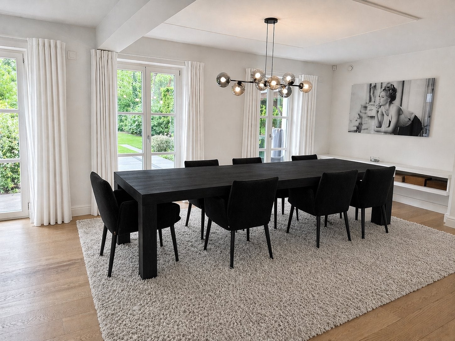 Zeer grote teak houten tafel, 3m40 op 1m00, Huis en Inrichting, Ophalen, Zo goed als nieuw