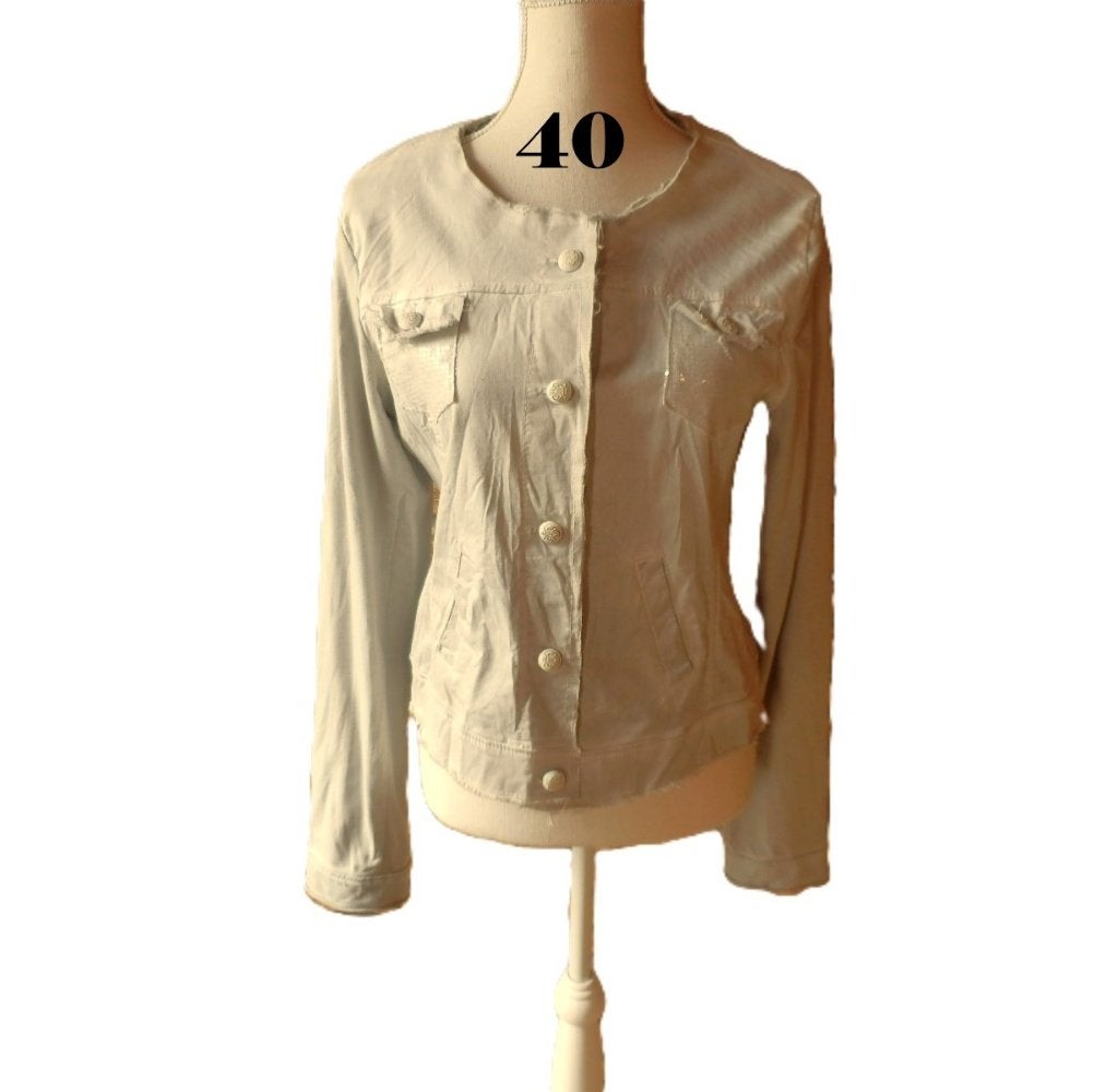 (63)- veste femme t.40 grise - eros -, Kleding | Dames, Ophalen of Verzenden, Zo goed als nieuw, Maat 38/40 (M), Grijs