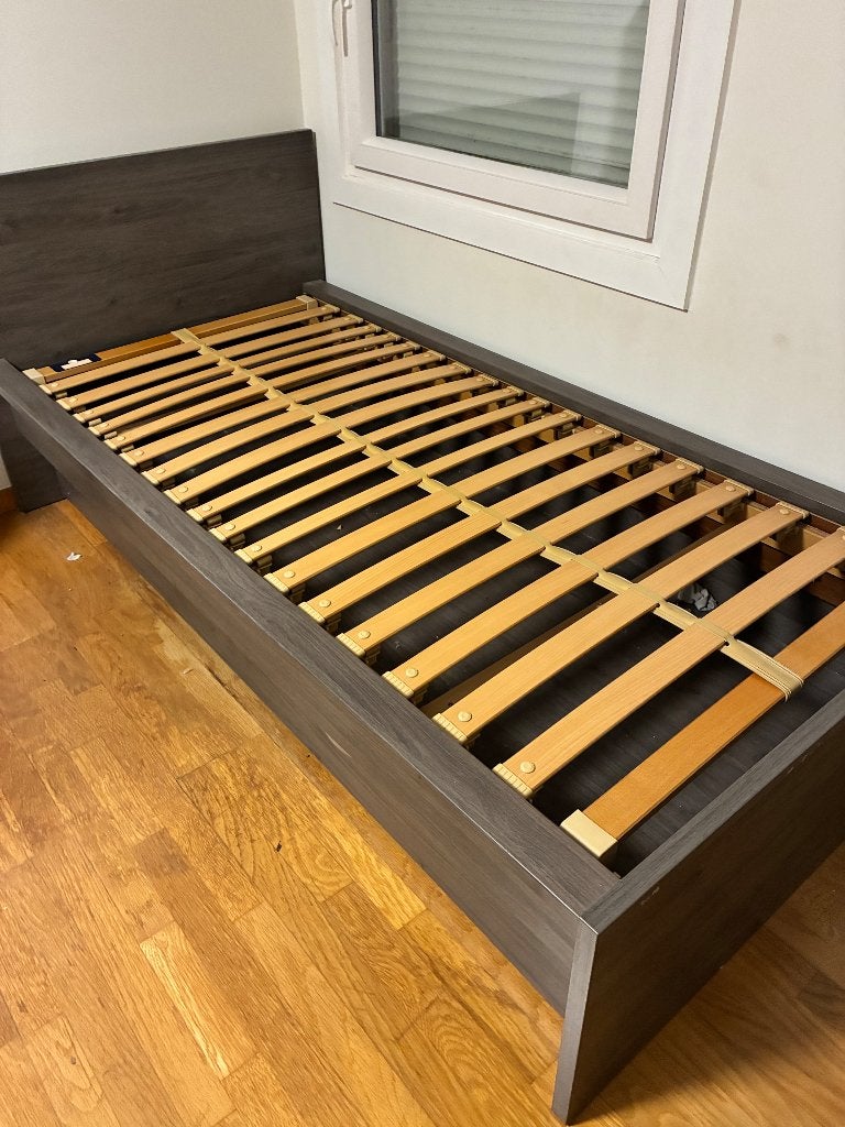 Lit 90x200 avec matelas, 90 cm, Gris, Enlèvement ou Envoi, Une personne