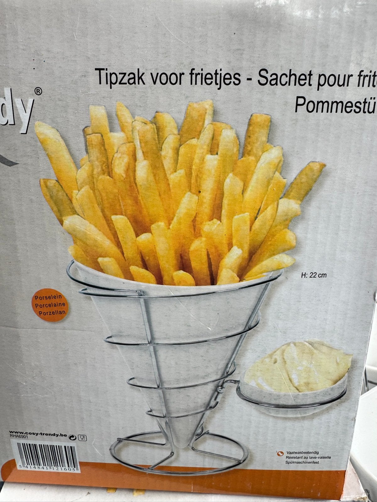 Set van 6 gezellige en trendy friethouders/friteusemanden, Ophalen of Verzenden, Zo goed als nieuw, Keramiek