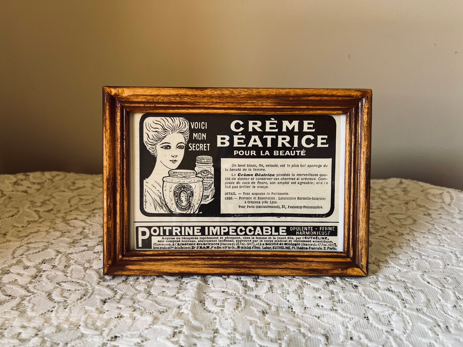 Ancienne publicité française Crème Beatrice art nouveau, Enlèvement ou Envoi, Comme neuf, Autres types