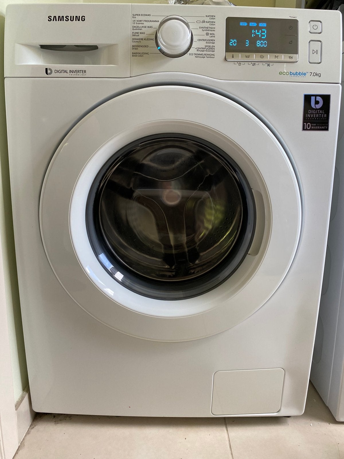 Machine à laver Samsung EcoBubble 7 kg - Comme neuve, Electroménager, Lave-linge, Chargeur frontal, Programme lavage à la main