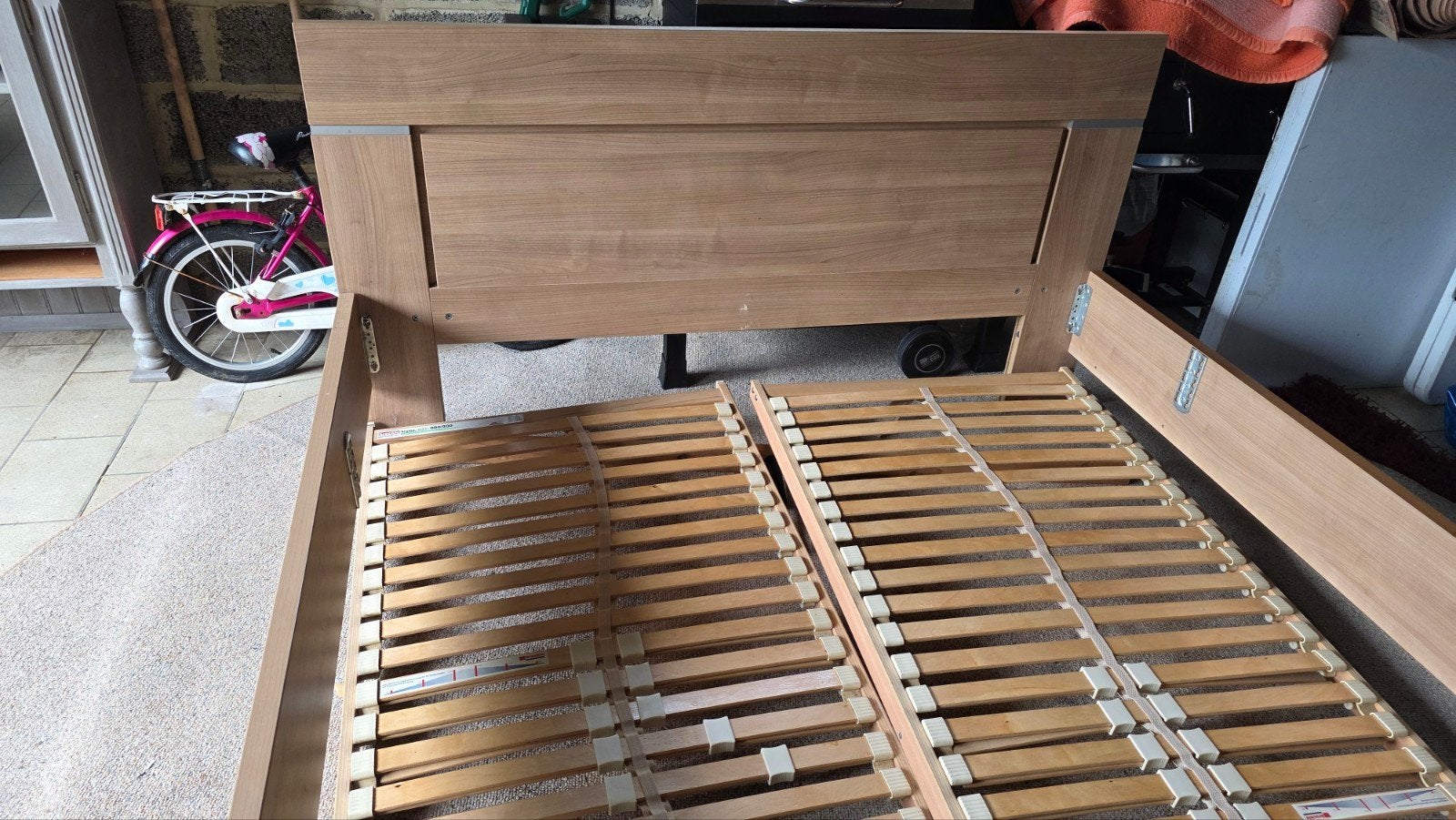 bedomkadering en 2 lattenbodems, Huis en Inrichting, Ophalen, Overige kleuren, Tweepersoons, 140 cm