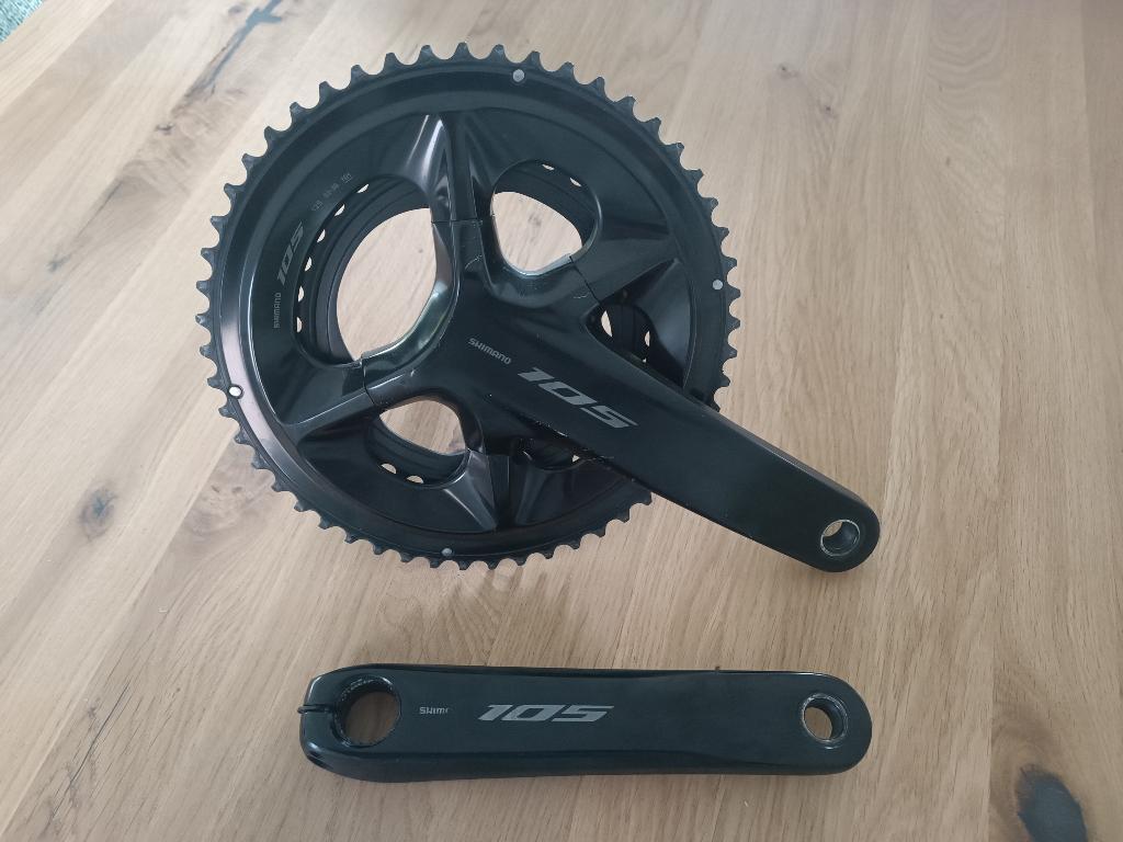 Shimano 105 crankstel met dubbele vermogensmeter, Gebruikt, Aluminium, Shimano, Ophalen