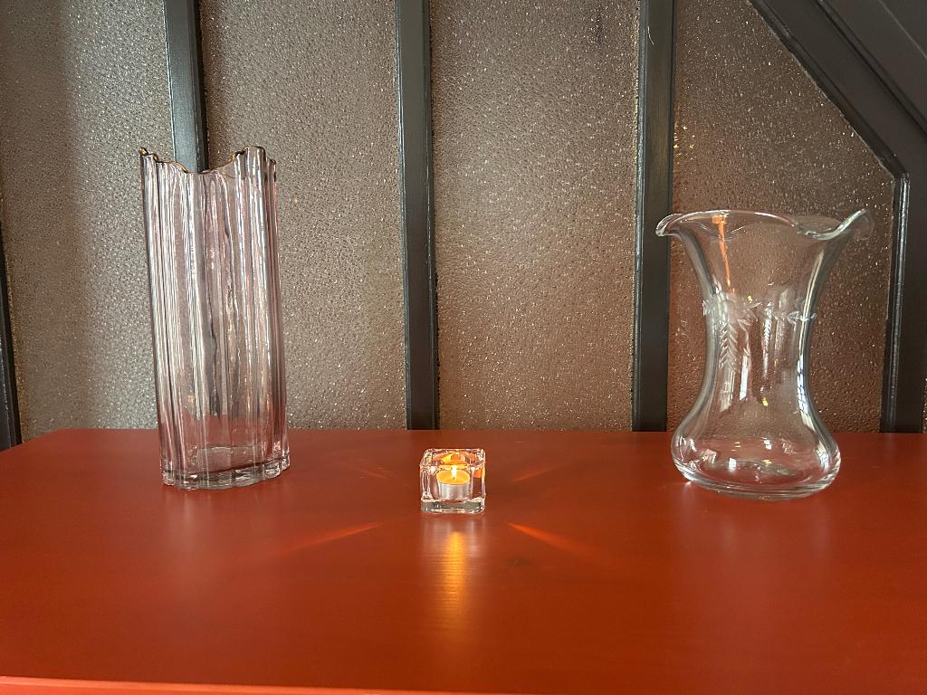 2 vintage vazen, Ophalen, Overige kleuren, Minder dan 50 cm, Glas