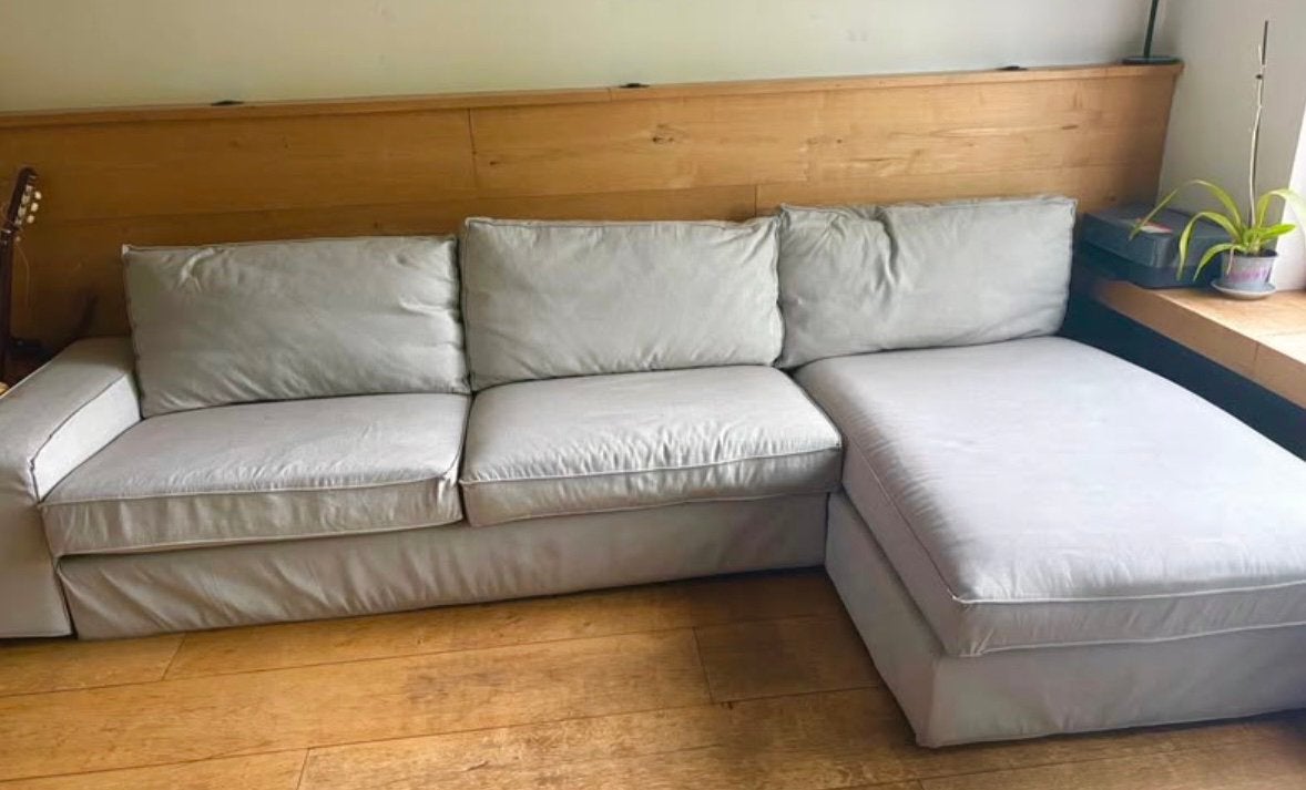 Fauteuil d'angle gris moderne à 3 places, Maison & Meubles, Enlèvement, Comme neuf, Tissus, Modern
