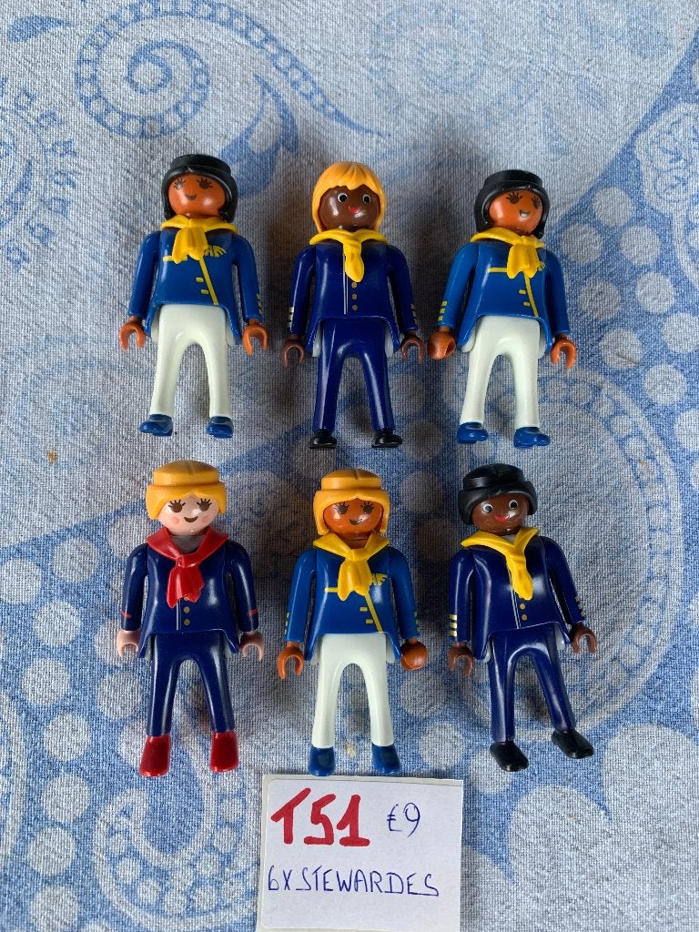 PLAYMOBIL: T51: 6 X STEWARDES, Ophalen of Verzenden, Zo goed als nieuw, Losse onderdelen, Figuren