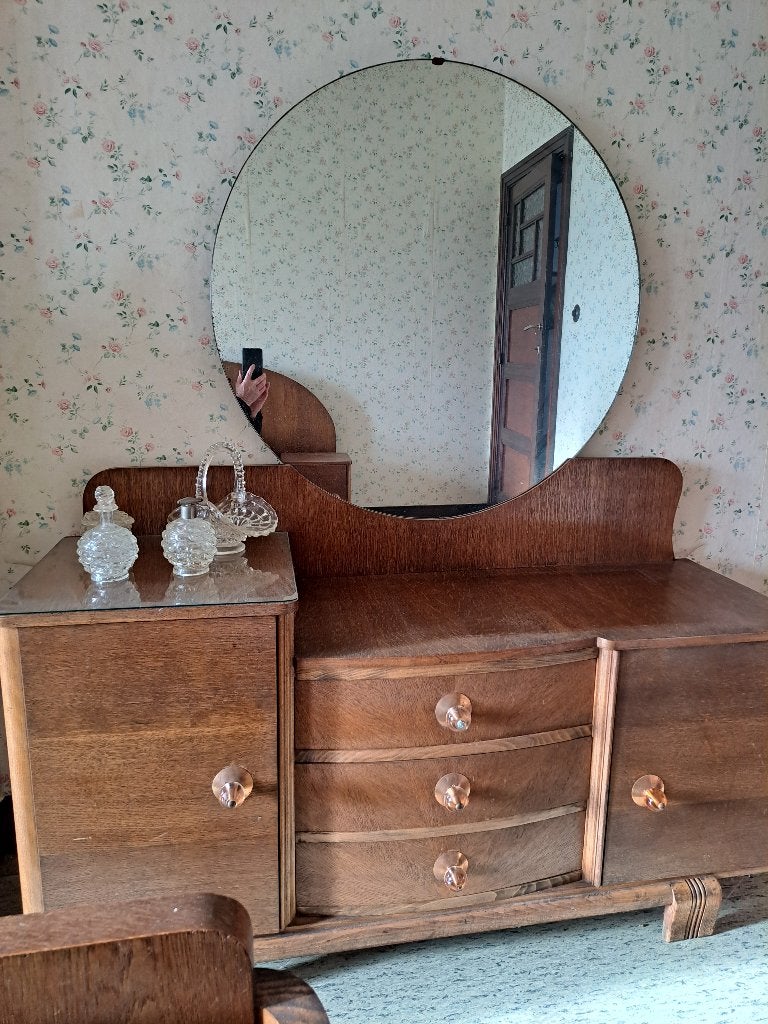 Art Deco  slaapkamer bed 140cm, Antiek en Kunst, Ophalen