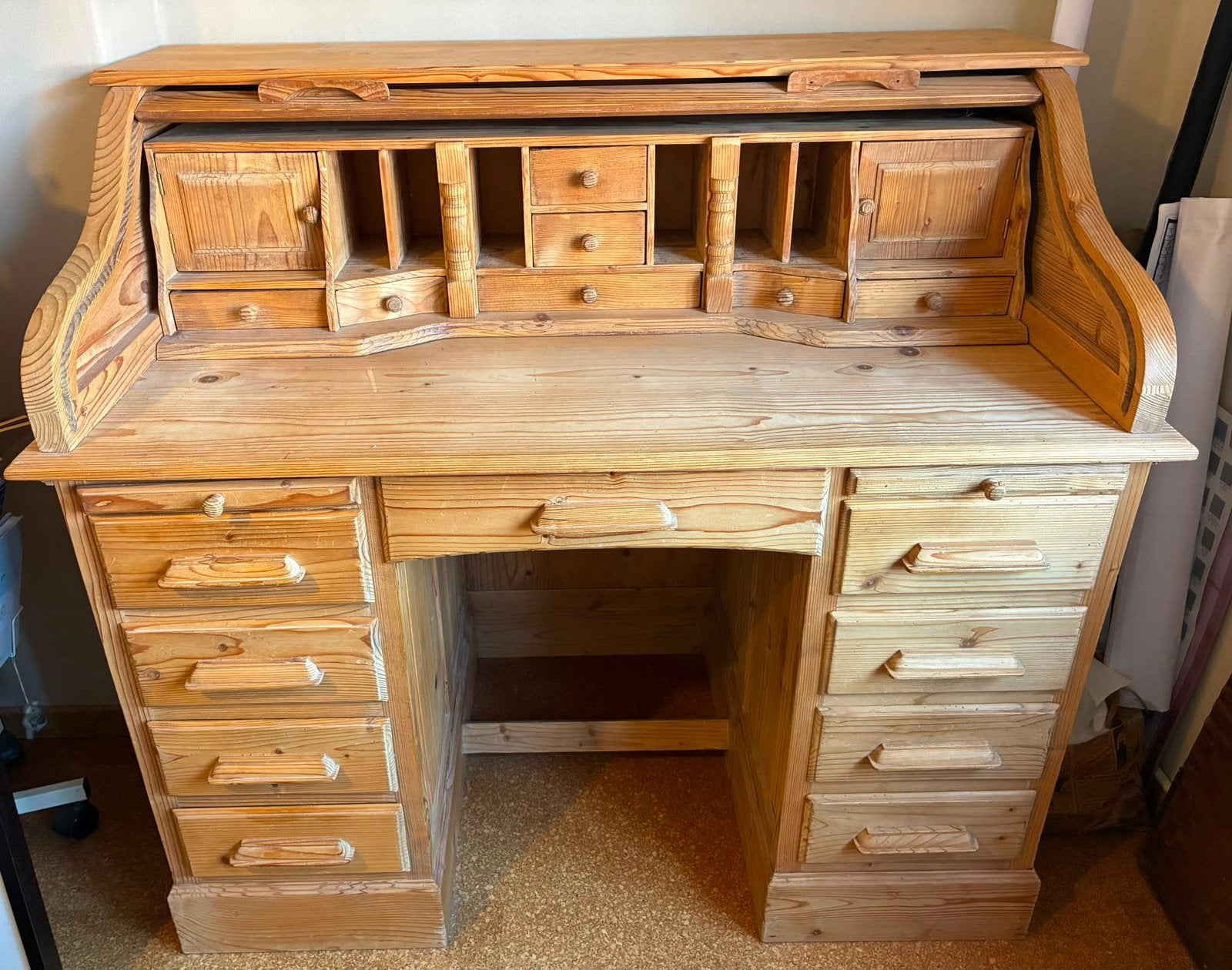 Houten rolluikbureau, Huis en Inrichting, Ophalen, Gebruikt, Antiek of vintage rolluikbureau