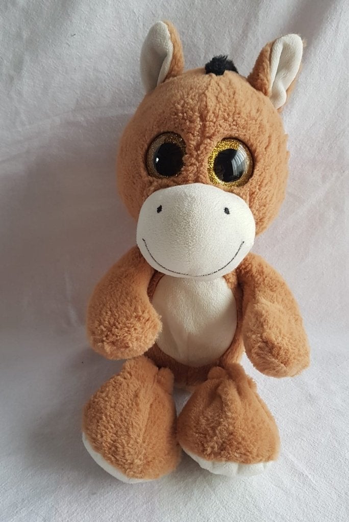 Knuffel paard met blinkende oogjes 28H 16B - hebben we 2x, Paard, Nieuw, Ophalen of Verzenden, Middelgroot (20 tot 80 cm)