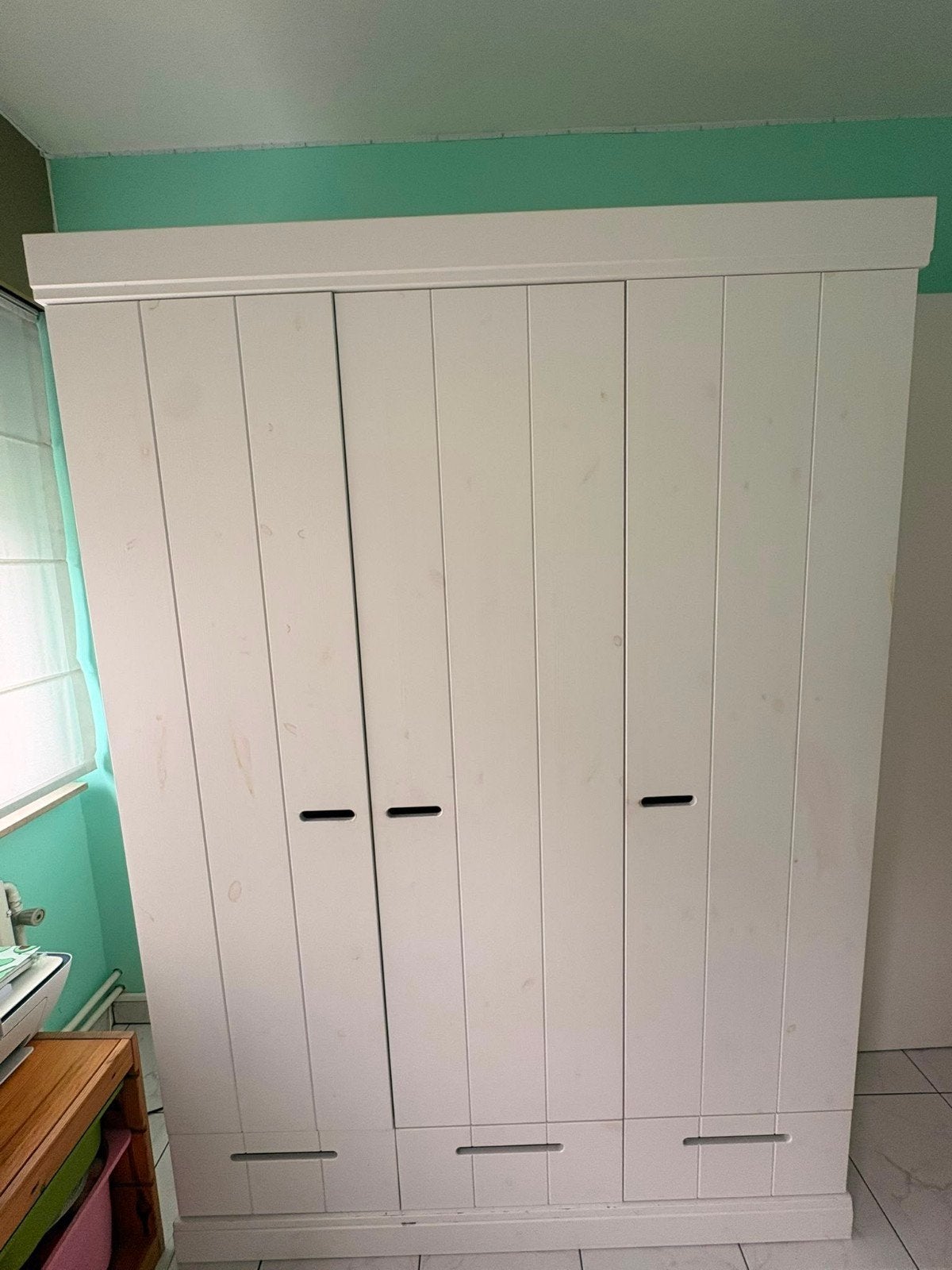 Mooie witte Ikea tienerkamer bestaande uit kleerkast + bed, Ophalen, Zo goed als nieuw, Eenpersoons, Landelijk