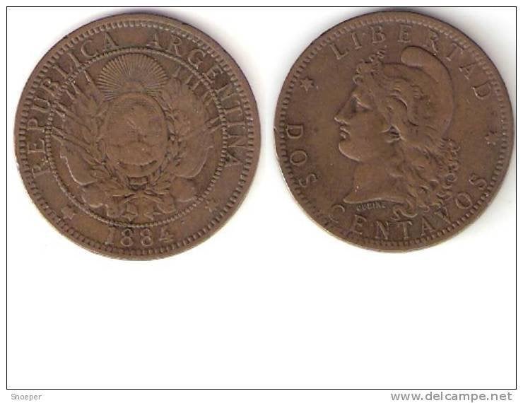 Argentina 2 centavos 1884 km 33 vf, Timbres & Monnaies, Monnaies | Amérique, Envoi, Amérique du Sud, Monnaie en vrac
