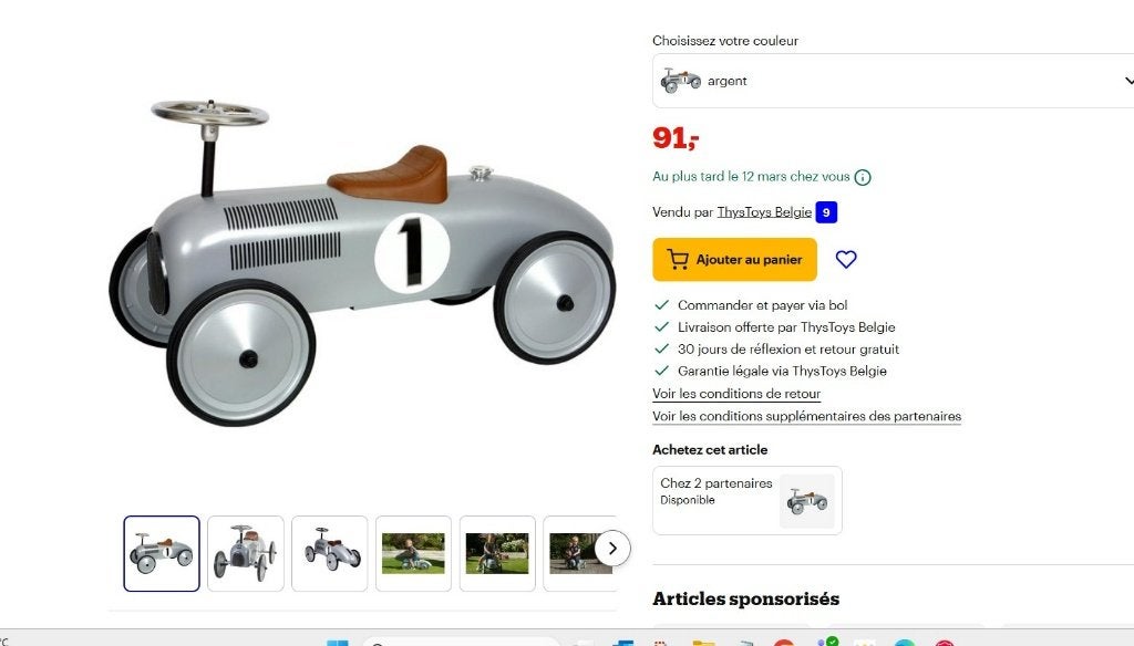 VOITURE TYPE F1 RETRO - METAL, Enlèvement, Maison et Meubles