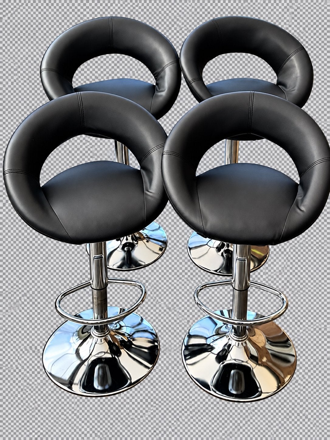 Je vends 4 tabourets de bar noirs, 4 tabourets, Enlèvement, Utilisé, Cuir