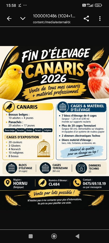 Matériel éleveur, canaris etc, Enlèvement, Comme neuf, Métal, Cage à oiseaux