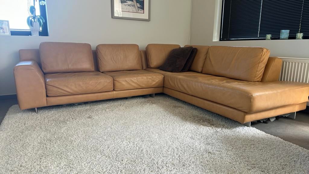 ️ Hoekzetel Calligaris – Echt leder – Goede staat, Huis en Inrichting, Ophalen, Gebruikt, Leer