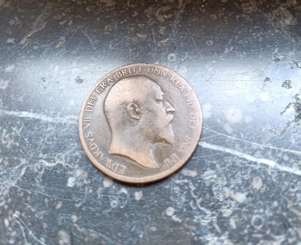 Munt Edwardus VII one penny, Ophalen of Verzenden, Overige landen, Losse munt