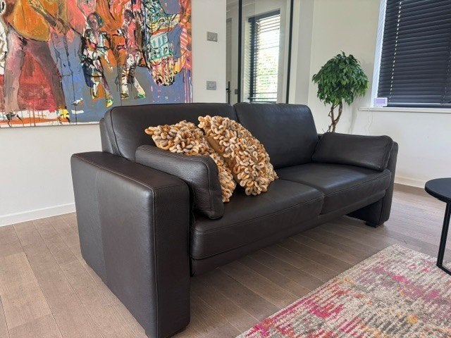zetel leder, Huis en Inrichting, Zetels | Zetels, Ophalen, Zo goed als nieuw, Modern afgewerkte zetel, 200 tot 250 cm