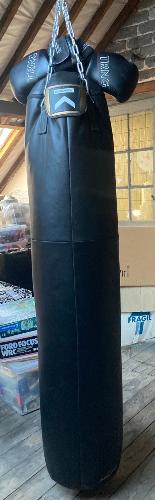Sac de frappe cuir 150cm + gants boxe, Sports & Fitness, Enlèvement, Comme neuf, Gants de boxe