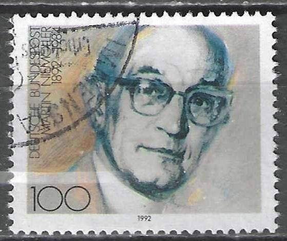 Duitsland Bundespost 1992 - Yvert 1416 - Niemoller (ST), Verzenden, Gestempeld