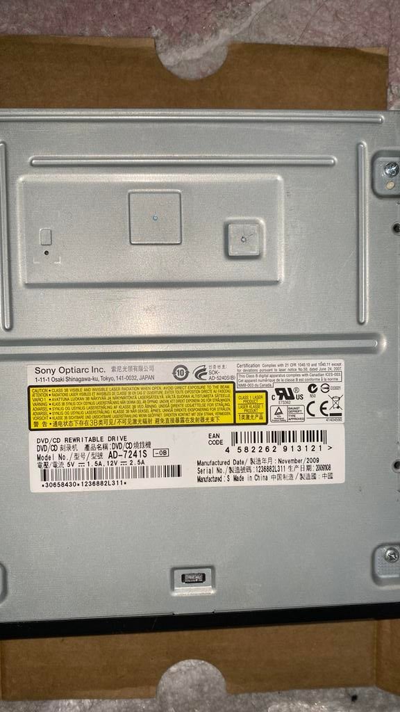 SONY DVD/CD REWRITABLE DRIVE, Computers en Software, Optische drives, Ophalen, Dvd, Zo goed als nieuw, Windows
