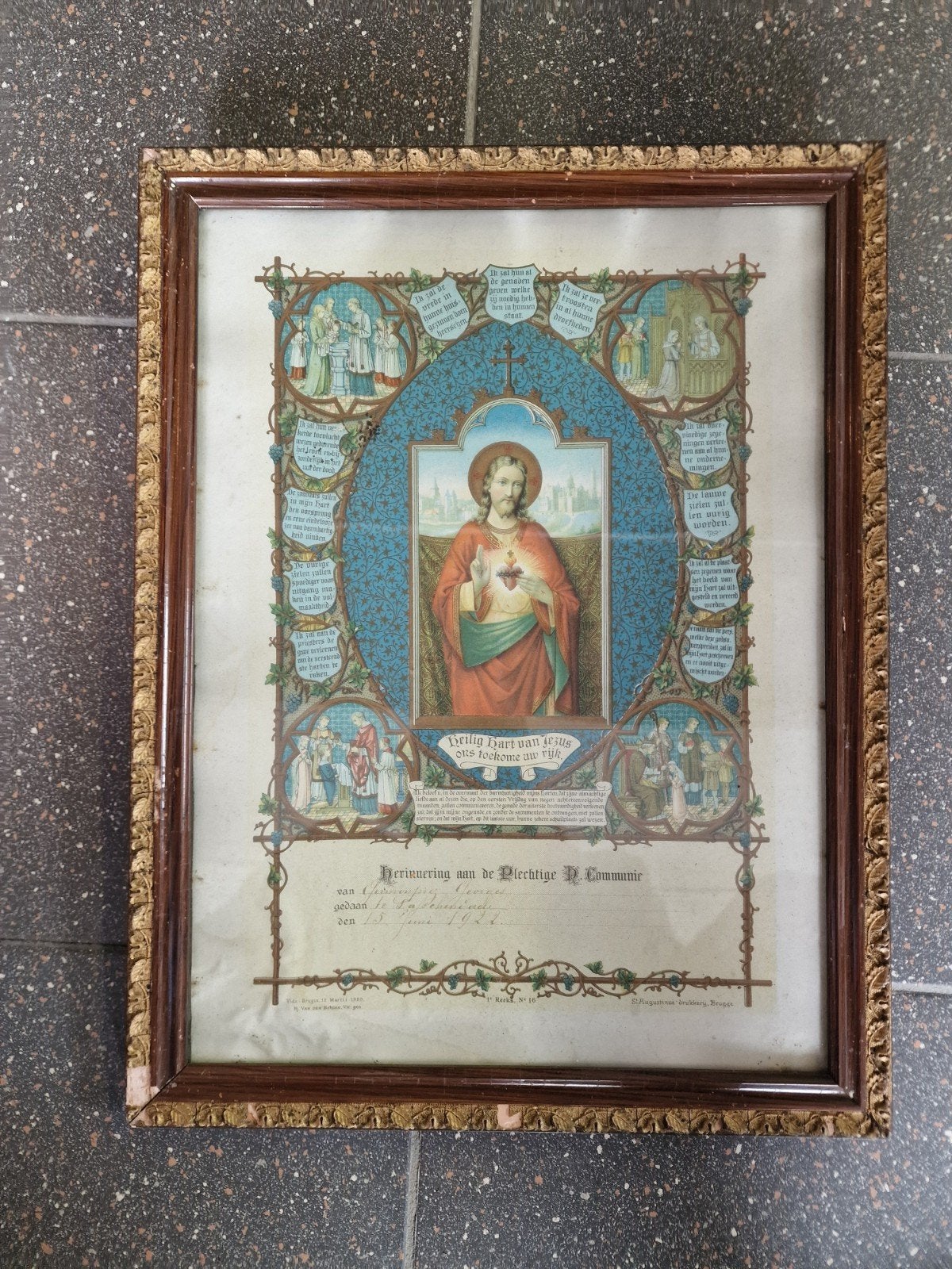 Religieus afbeelding in kader en de menenpoort afbeelding, Antiek en Kunst, Ophalen