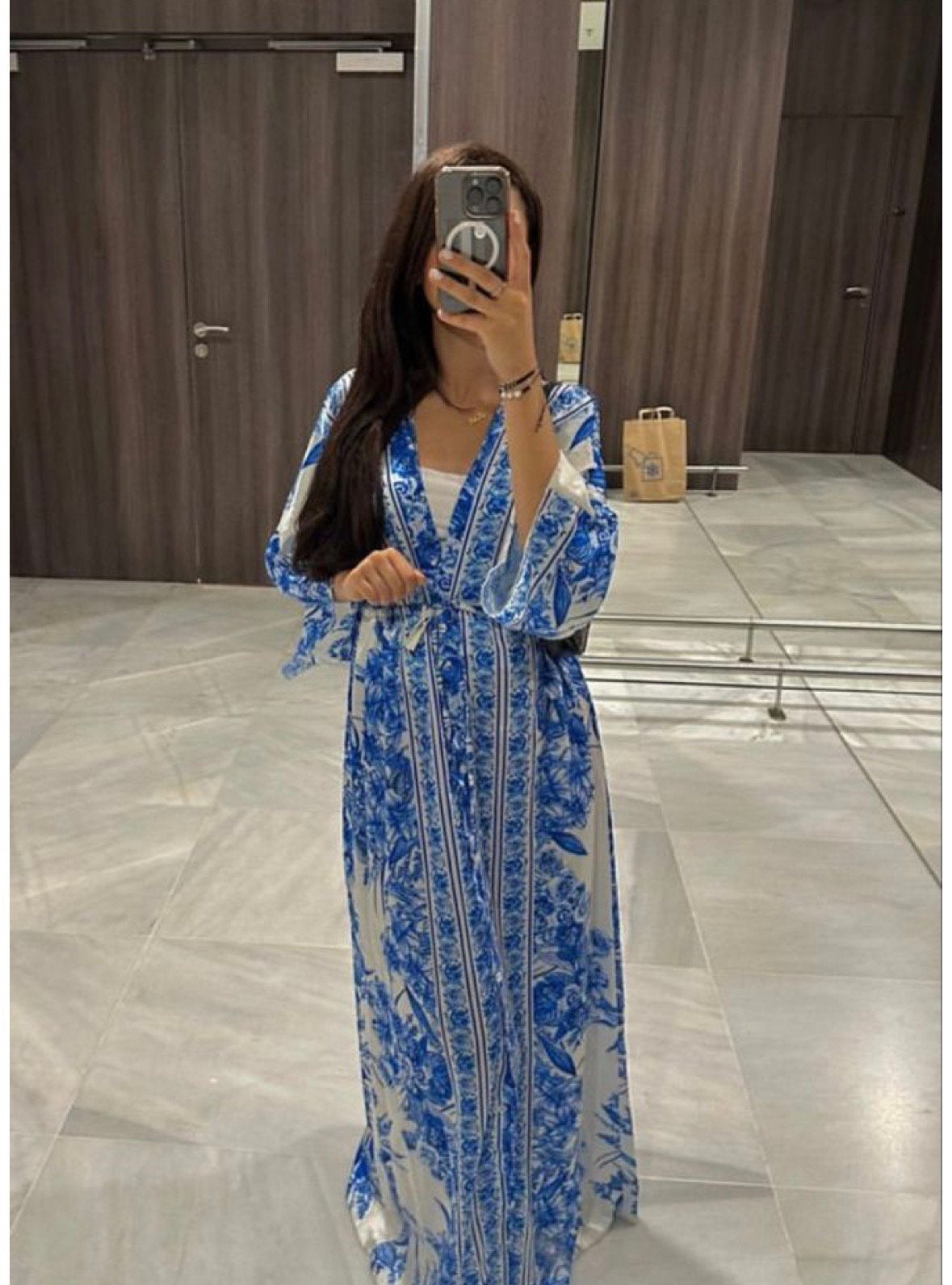 Blauwe kaftan kleedje, Kleding | Dames, Ophalen, Gedragen, Maat 42/44 (L), Kleding
