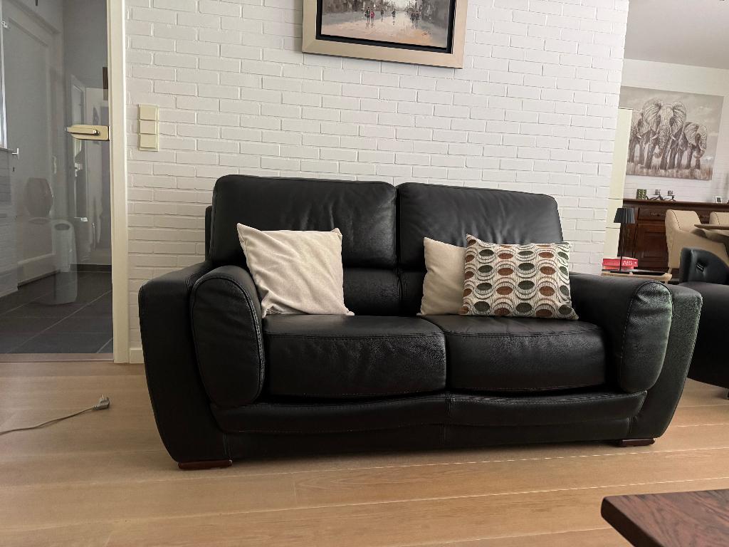 kwaliteitslederen salon Italiaans design, Ophalen, Zo goed als nieuw, Leer