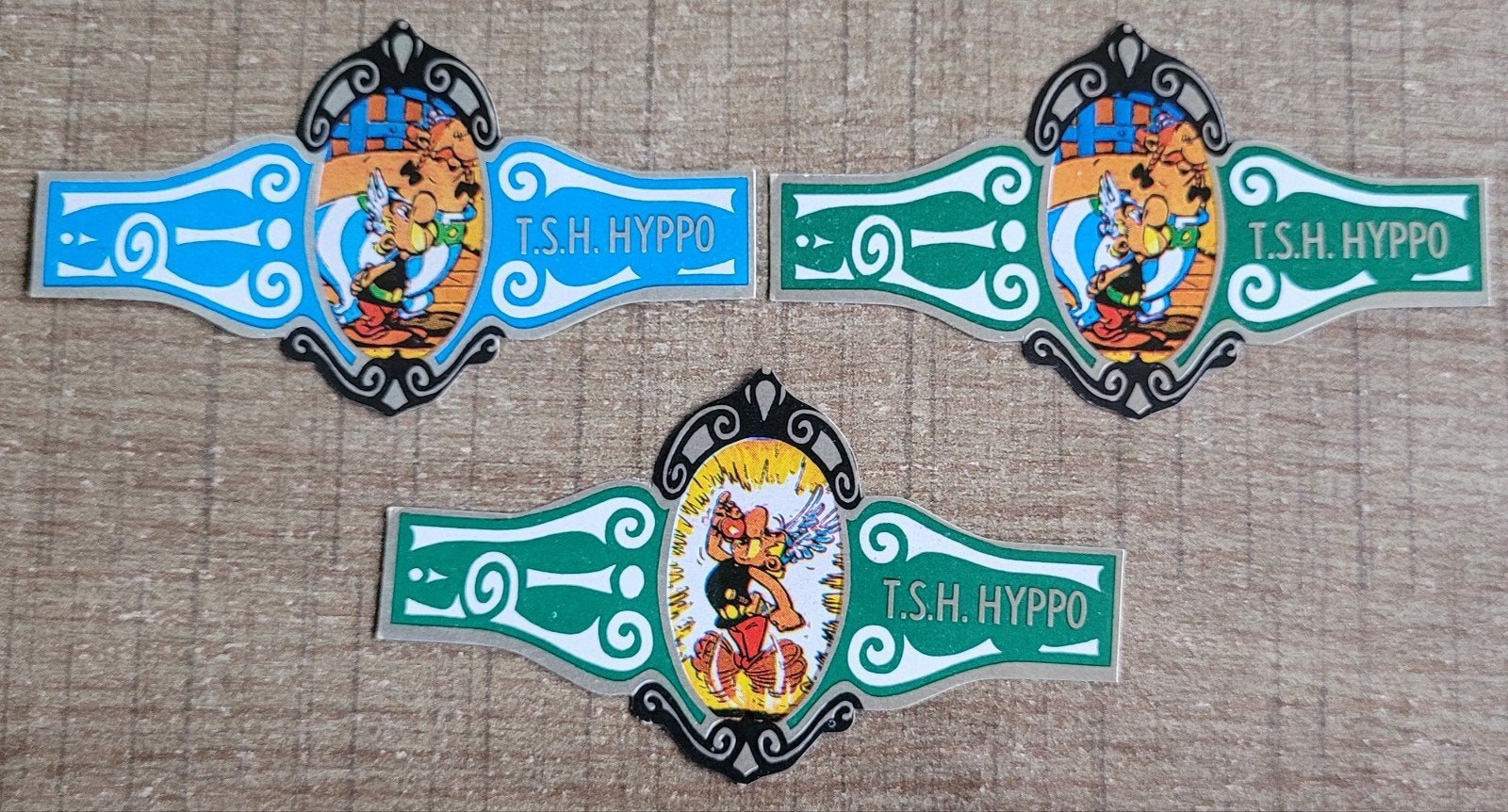 Asterix en Obelix: 3 sigarenbandjes, Ophalen of Verzenden, Asterix en Obelix, Nieuw, Plaatje, Poster of Sticker