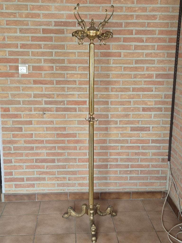 Vintage messing kapstok met draaibare kroon, Huis en Inrichting, Woonaccessoires | Kapstokken, Ophalen, Gebruikt, Metaal, Staande kapstok