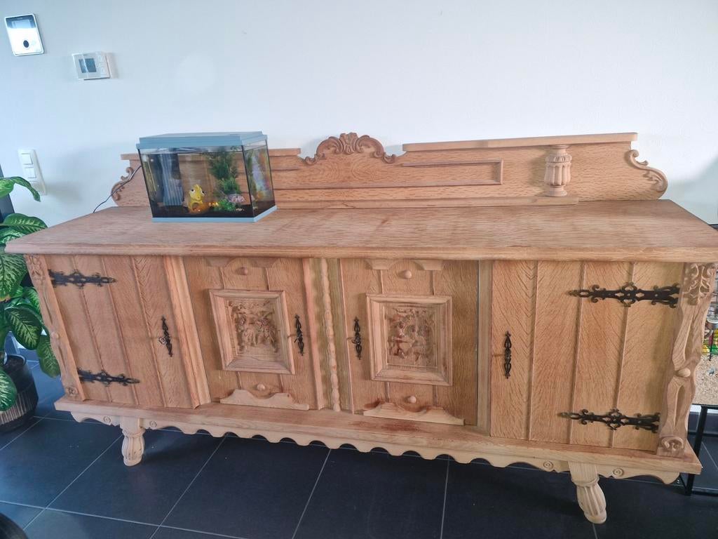 Rustieke gezandstraalde kast, Huis en Inrichting, Ophalen, Gebruikt, Met deur(en), Eikenhout