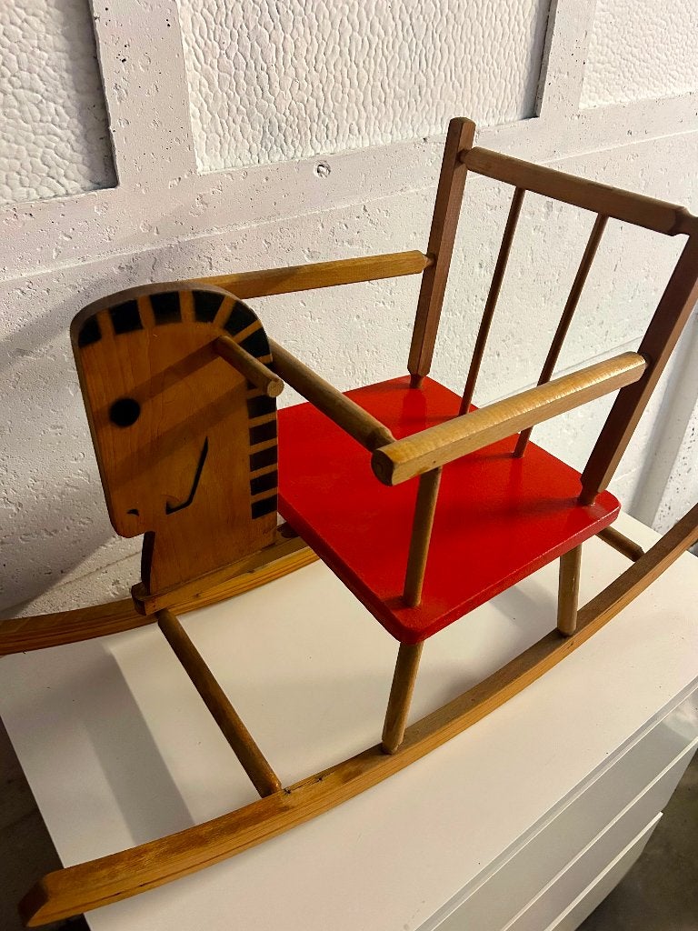 Houten vintage schommelpaard, Ophalen, Zo goed als nieuw, Rij- of Hobbelspeelgoed