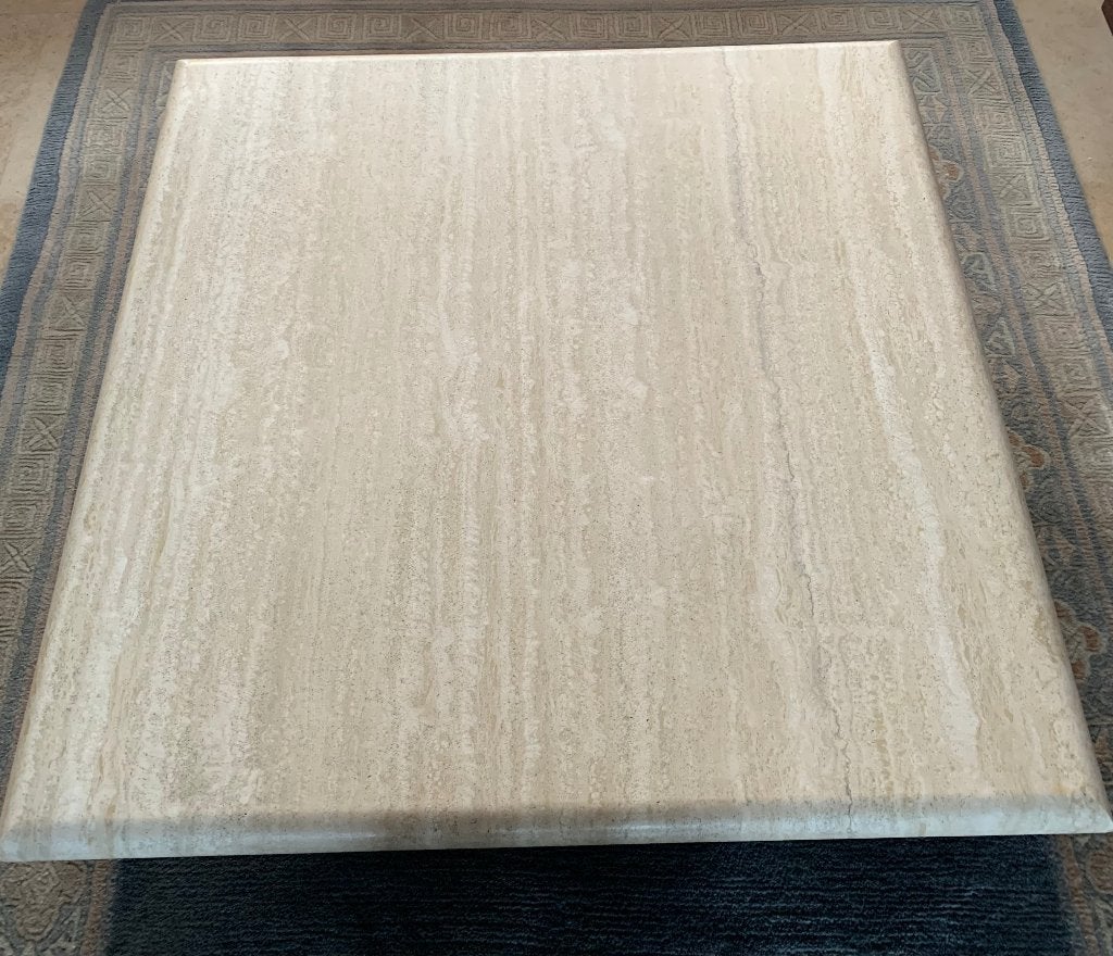 Zware salontafel in natuursteen travertin - 90 x 90 cm, Maison & Meubles, Geschikt voor modern als klassiek interieur., Carré