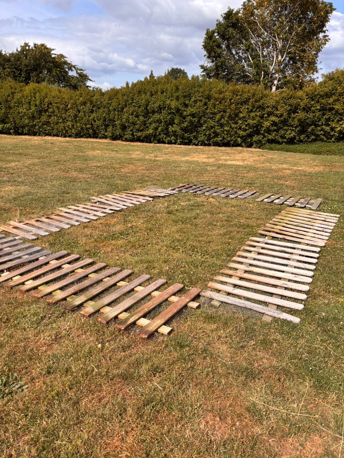 Hekwerk hout ca. 6 panelen 80cm op 180cm + poort, Jardin & Terrasse, Palissades, Utilisé, Bois, Moins de 1 mètre, 6 mètres ou plus