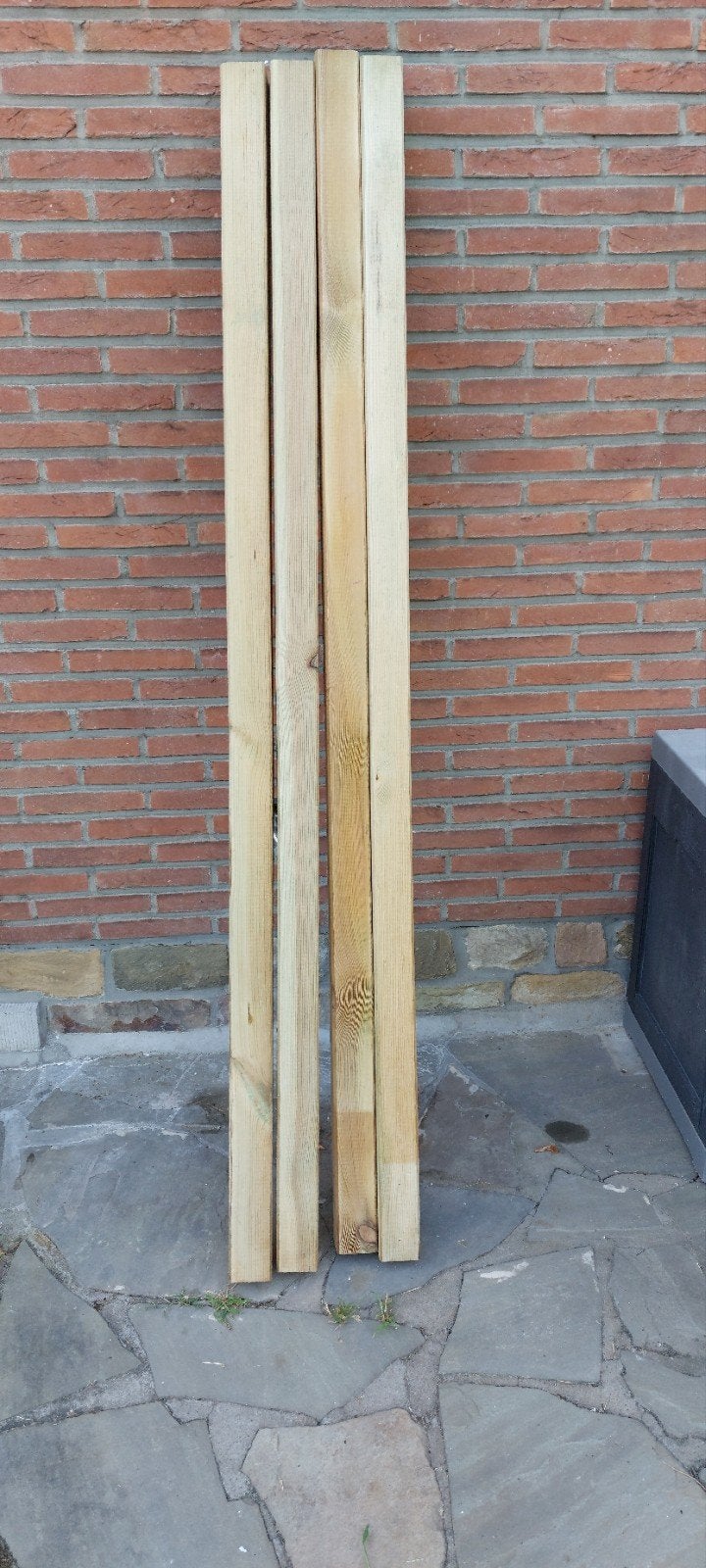 4 geïmpregneerde tuinpalen 6,8x6,8x180 cm, Tuin en Terras, Ophalen, Palen