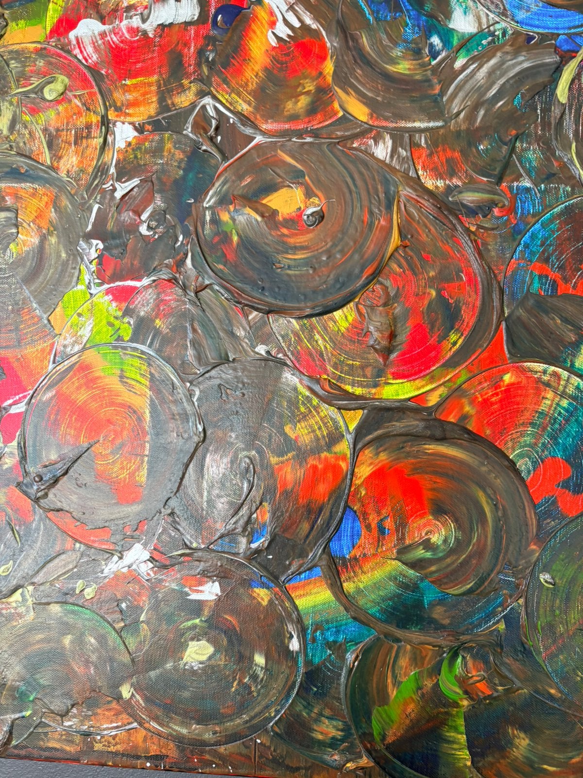 BonoB action painting 80x80 L18 acryl, Antiek en Kunst, Ophalen