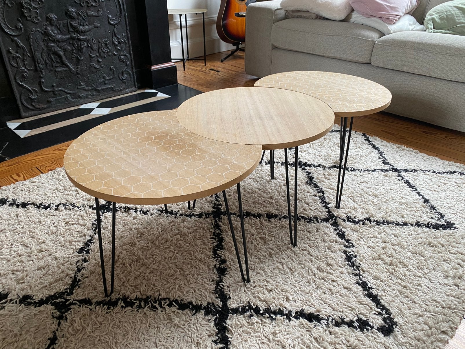 3 petites tables basses en bois, Maison & Meubles, Rond, Suédois, Enlèvement, Utilisé