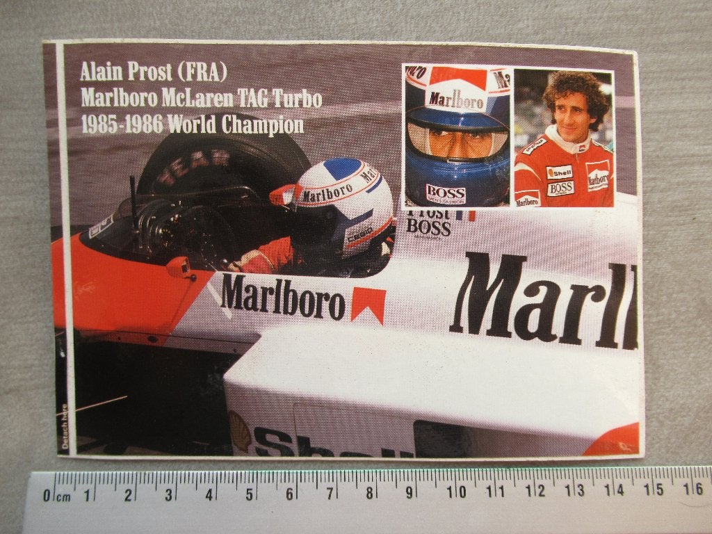 Autocollant vintage Alain Prost 1985 - 1986, Enlèvement ou Envoi, Utilisé, Sport