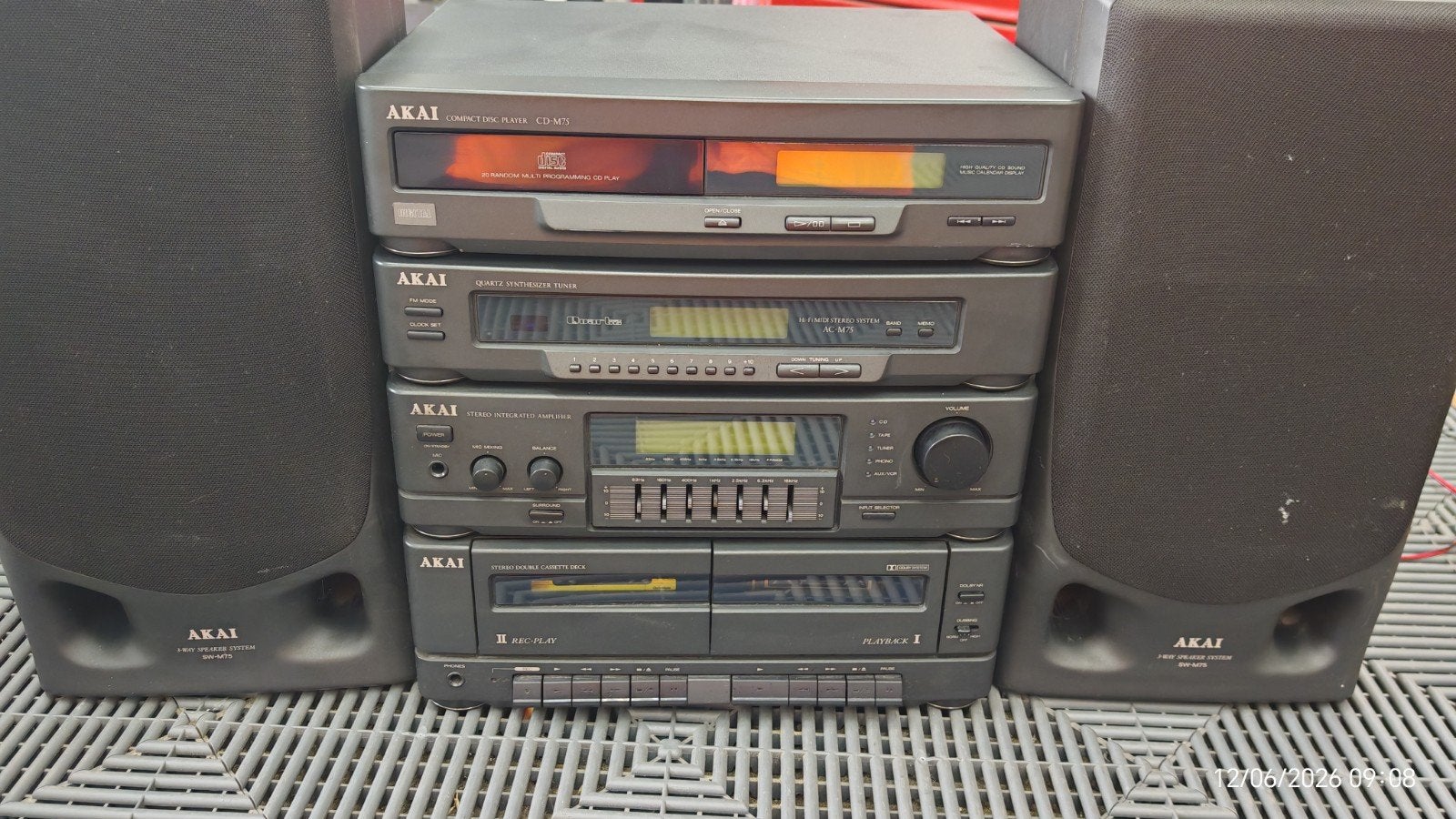 Akai complete stereoketen goede staat 220v en kan op 12v, Enlèvement, Haut-parleurs, Akai