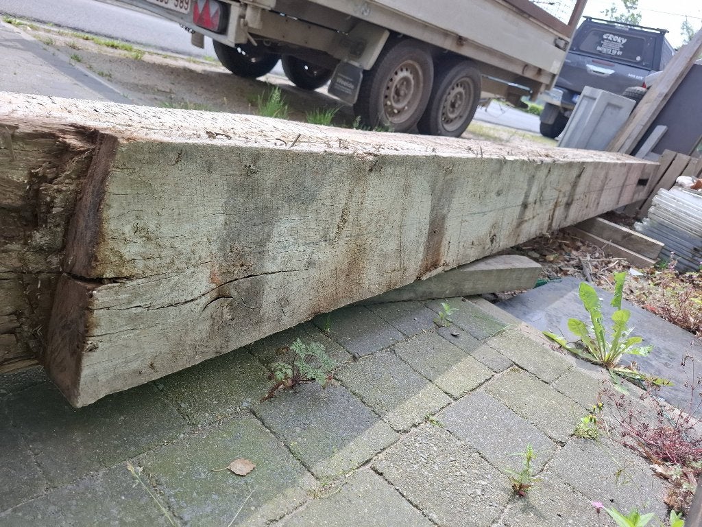 Eiken balk, Ophalen, Gebruikt, Hardhout, 250 cm of meer