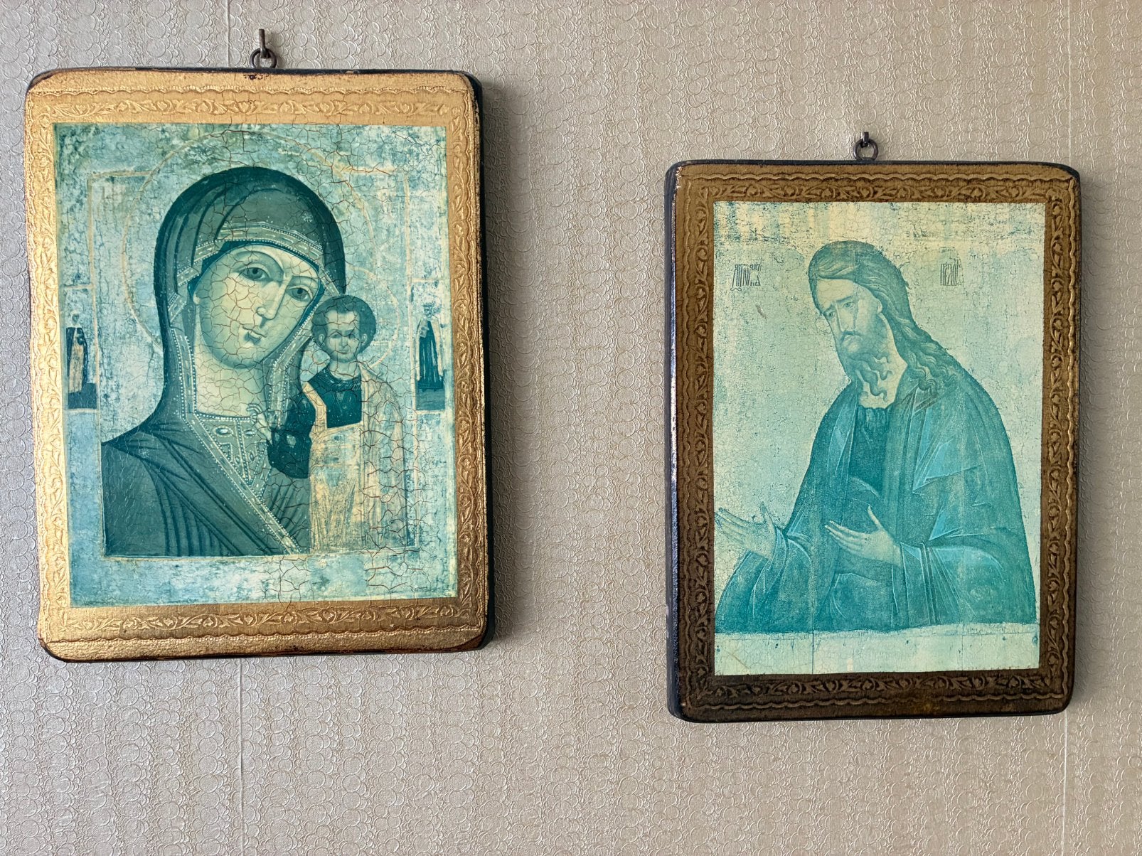 Set religie - iconen - decoratie, Verzamelen, Religie, Ophalen, Zo goed als nieuw