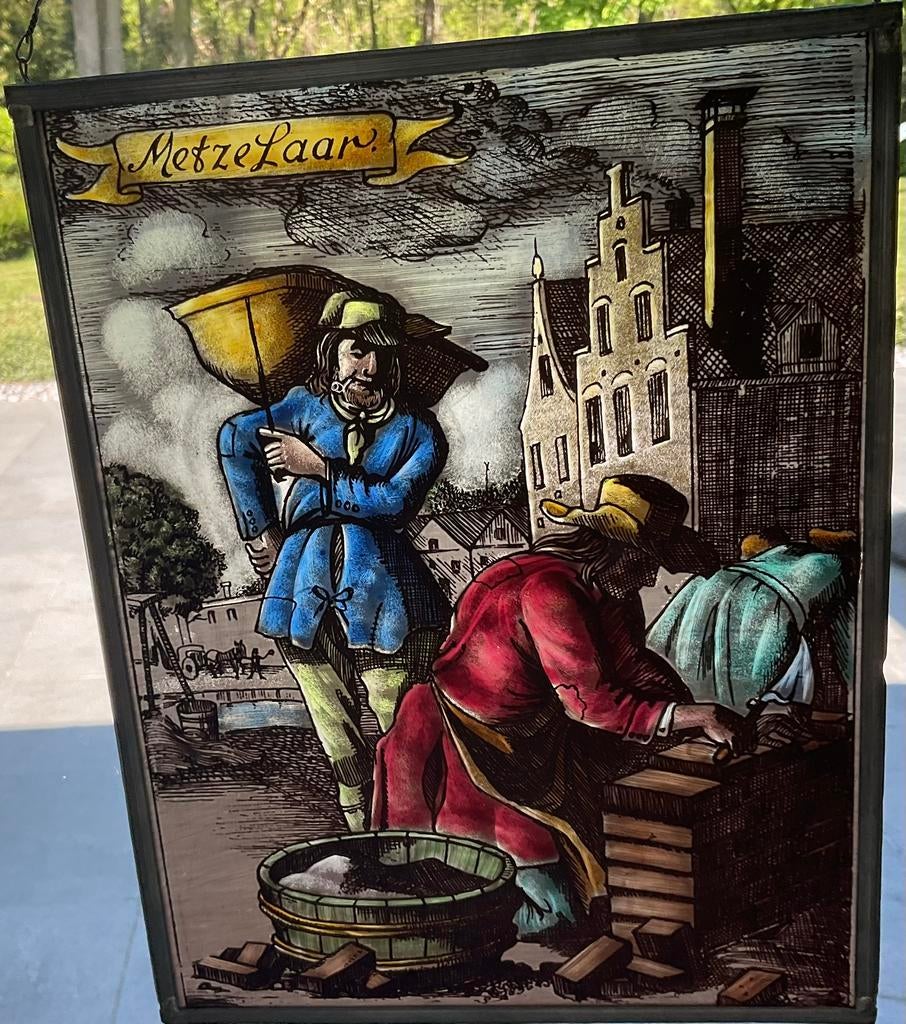 Kleurig glas in lood van metselaar, Comme neuf, Enlèvement, Création originale, Autres types