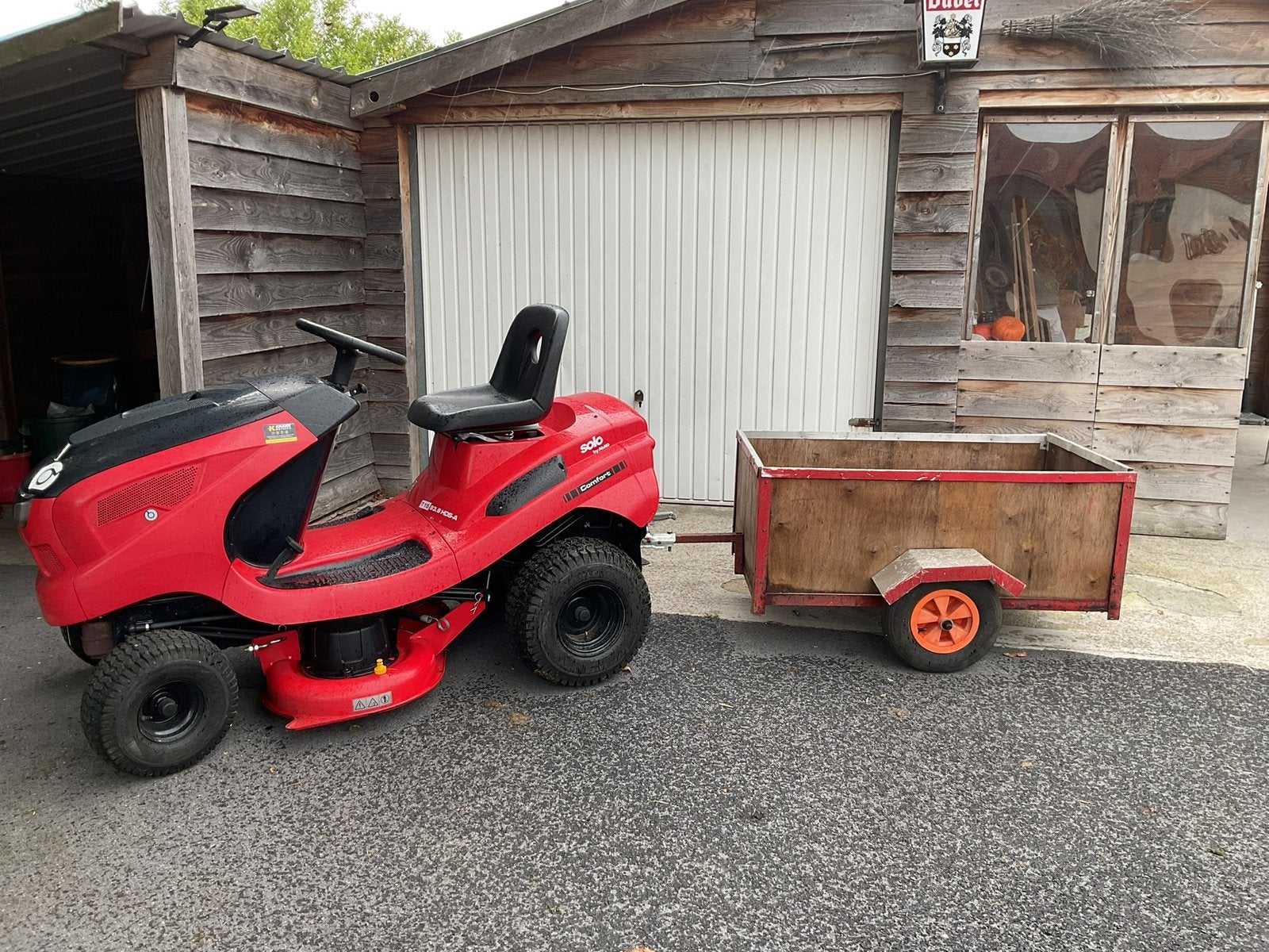 Zitmaaier plus karretje te koop, Ophalen, Zo goed als nieuw, Elektrische starter, 90 tot 120 cm