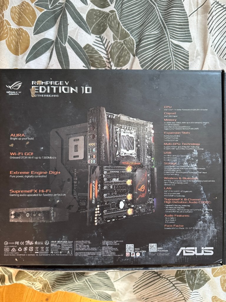 ROG Rampage V Edition 10 X99 + EK-FB ASUS R5-E10 + i7-5960X, Computers en Software, Moederborden, Ophalen, Overige soorten, Zo goed als nieuw
