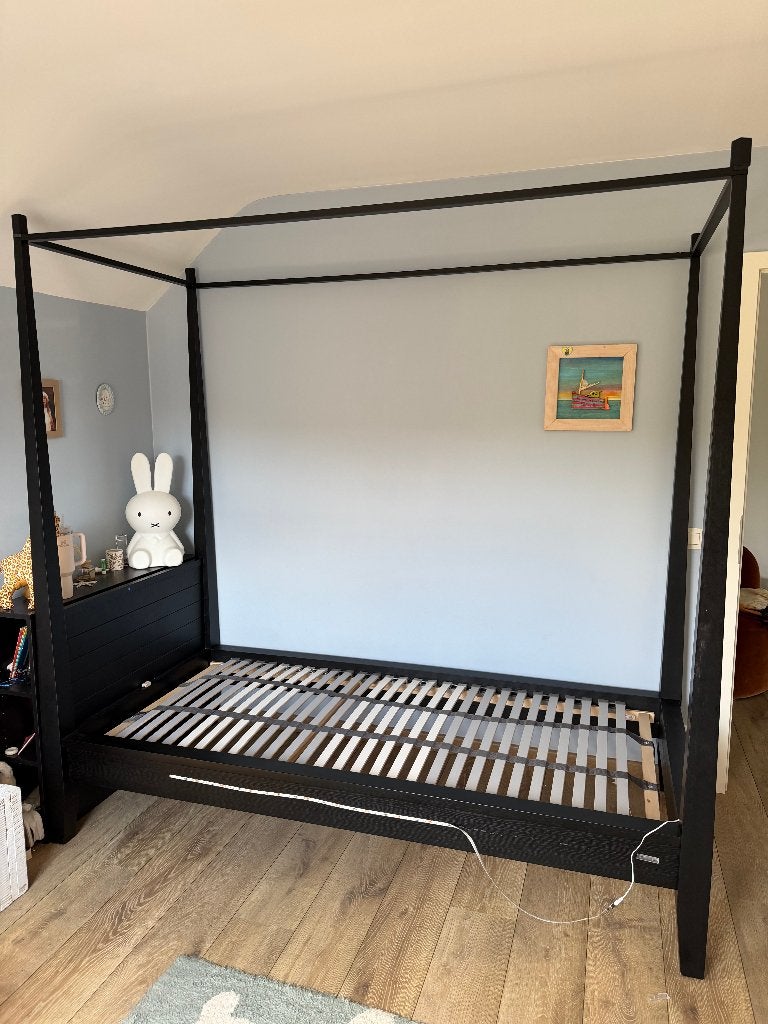 Lit à baldaquin, 100 cm, 210 cm, Brun, Enlèvement